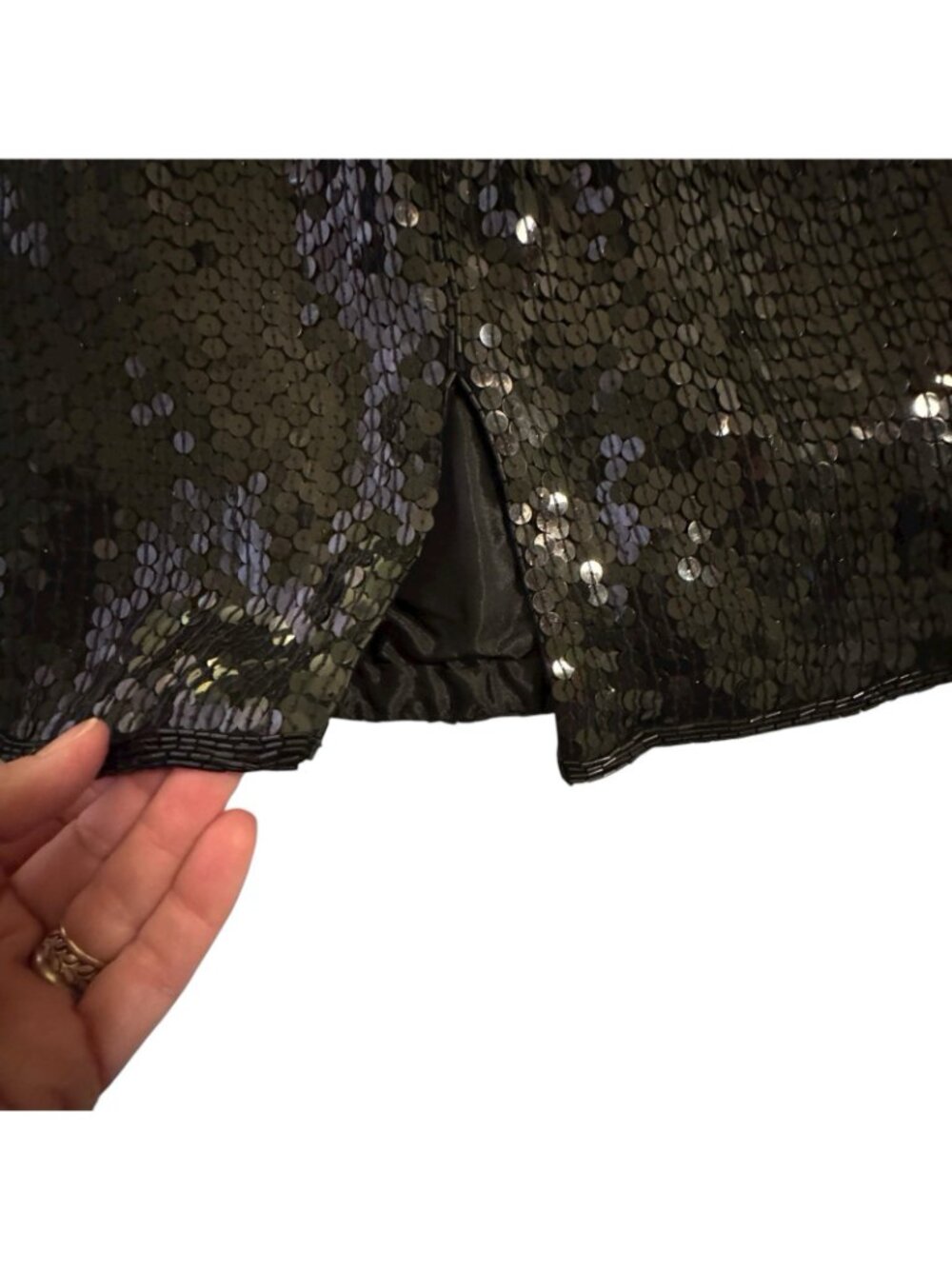 Beaded Sequin Skirt Suit Women's Large Vintage 80s Cocktail Neiman Marcus Glam - Picture 16 of 16
